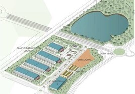 Plano con la distribución prevista de la primera fase de CC Green junto al polígono Capellanías.