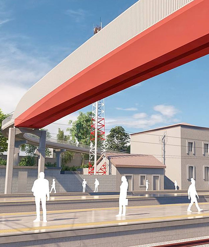 Imagen secundaria 2 - Imágenes del proyecto de pasarela peatonal sobre la estación de trenes.