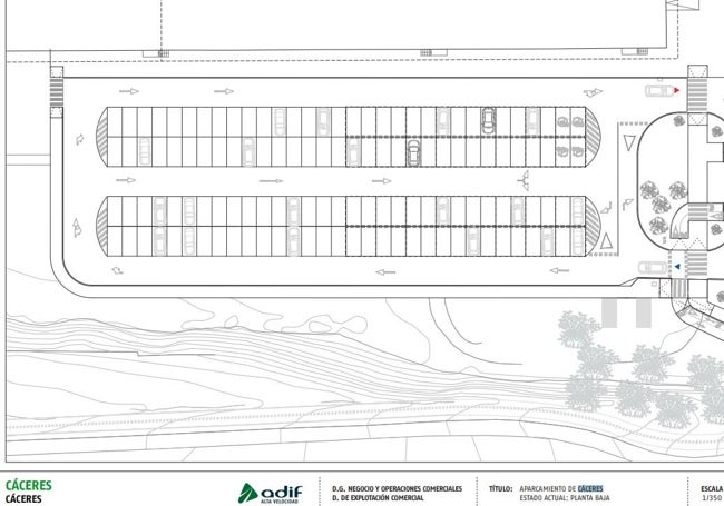 Plano de los aparcamientos de la terminal cacereña.