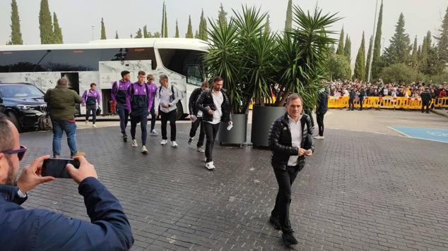 Llegada de los jugadores del Real Madrid. 