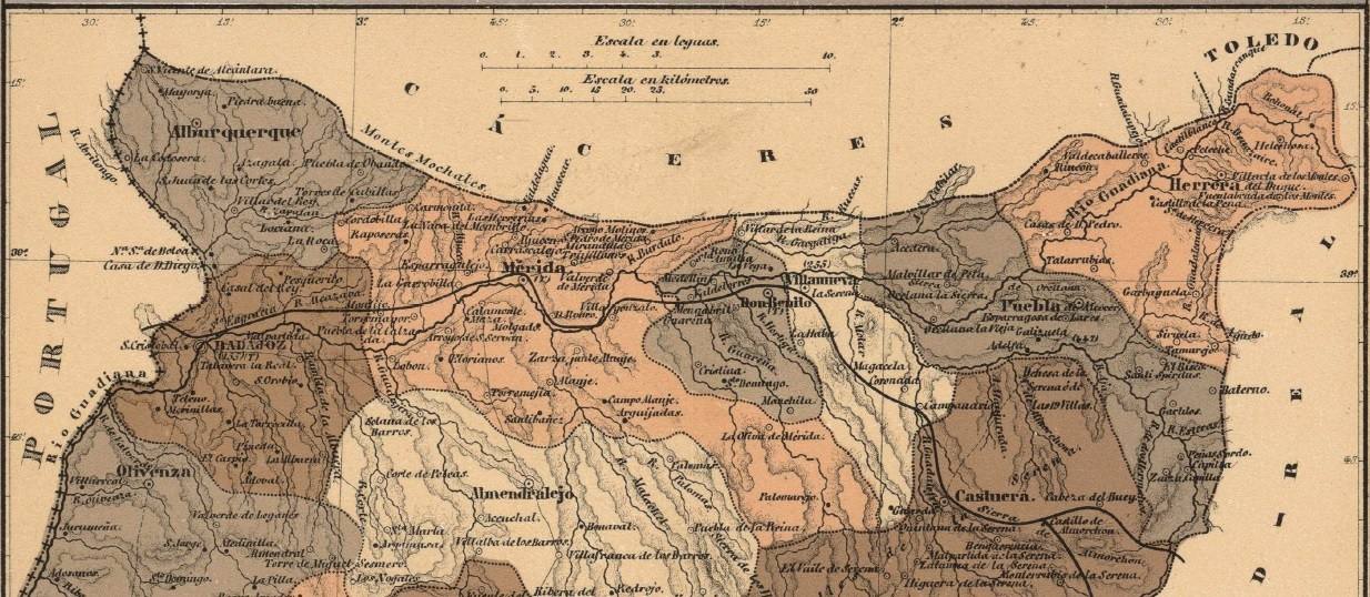 Mapa de la provincia de Badajoz.