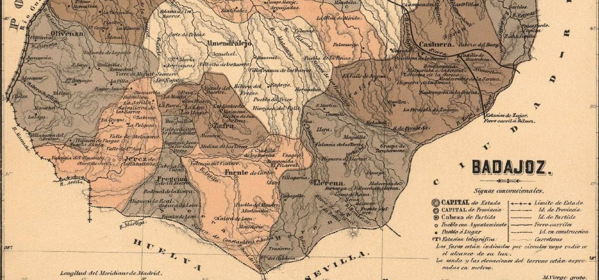 Mapa de la provincia de Badajoz.