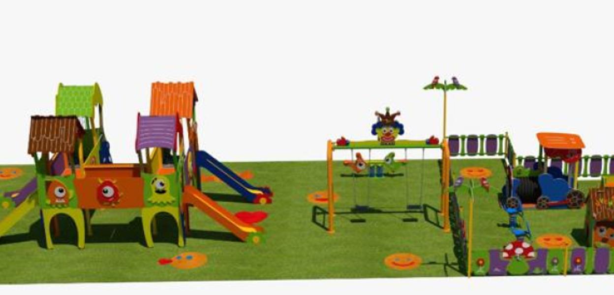 Juegos que instalarán en el parque del Trenecito de Pardaleras, que estará listo en tres semanas. 