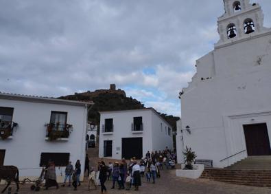 Imagen secundaria 1 - Decenas de personas disfrazadas de campesinos recorrieron las calles de la localidad sembrando la ceniza con el arado y la mula de Marce el de la Huerta. 