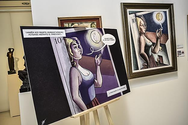 Una de las obras expuesta en el MUBA junto a su versión en cómic. 