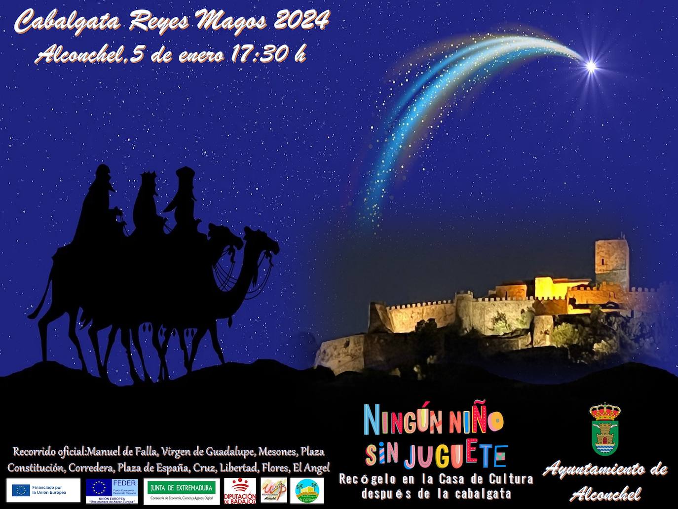 Cartel de la Cabalgata de Reyes 2024, impulsada por el Ayuntamiento de Alconchel.