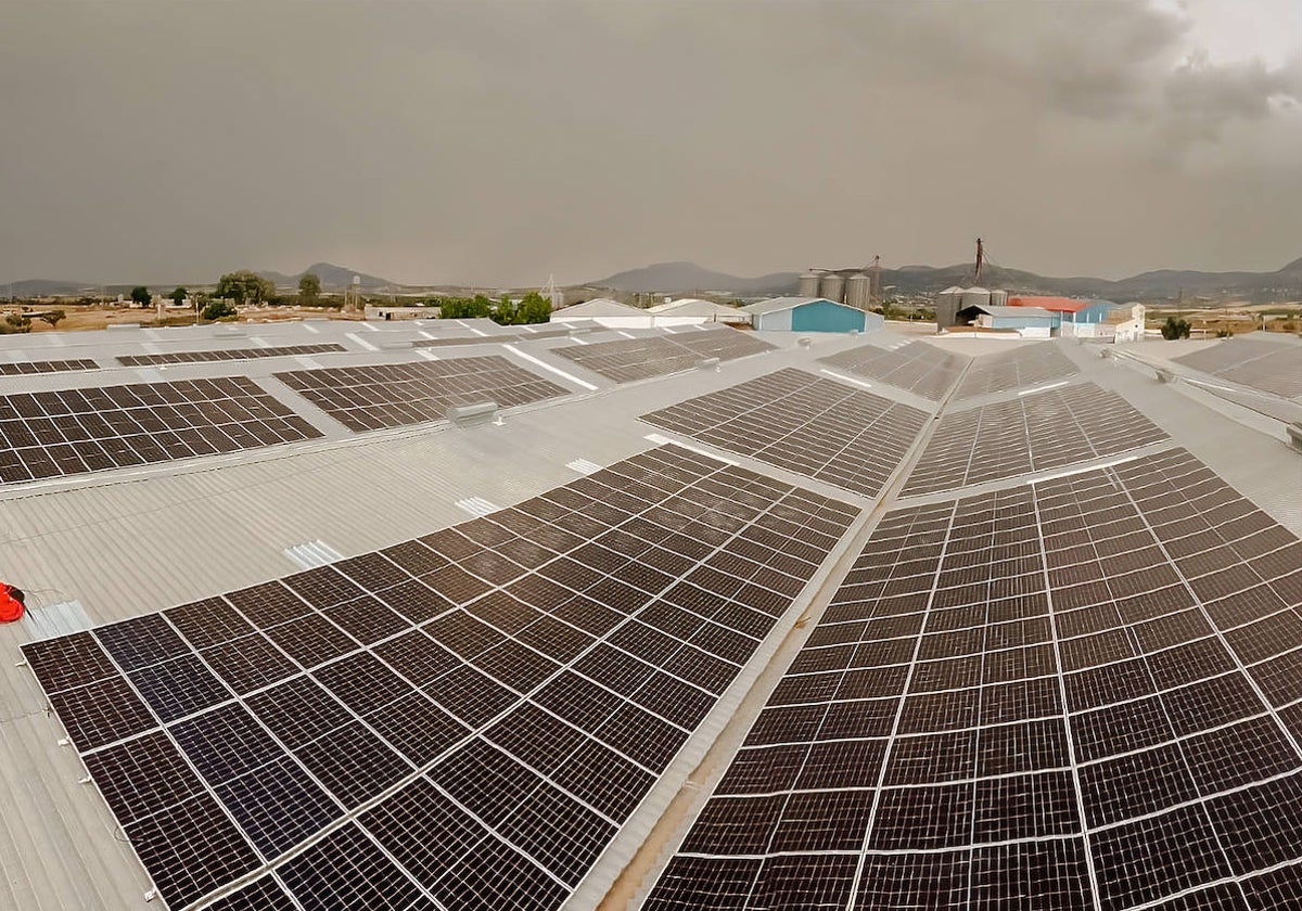 Cubiertas con paneles solares que la planta Eviosys tiene en Mérida.