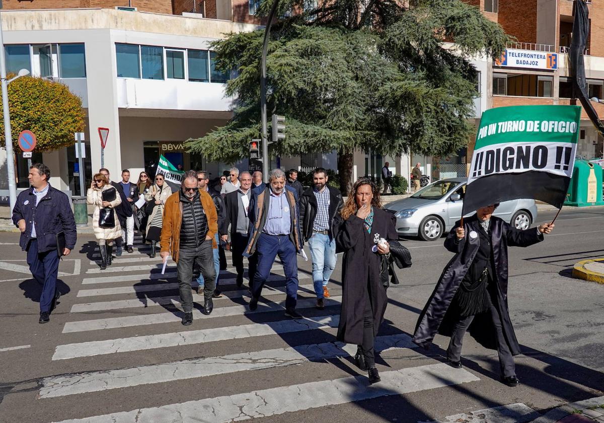 Manifestación de abogados de oficio de Badajoz, en una imagen de archivo.