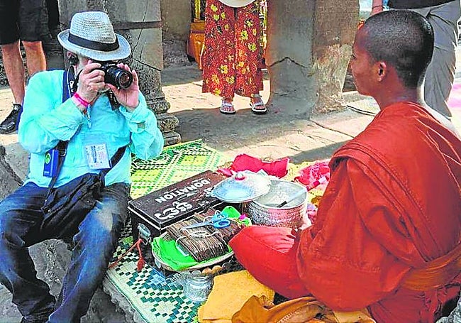 El fotógrafo en el templo de Ankor Wat, en Camboya.