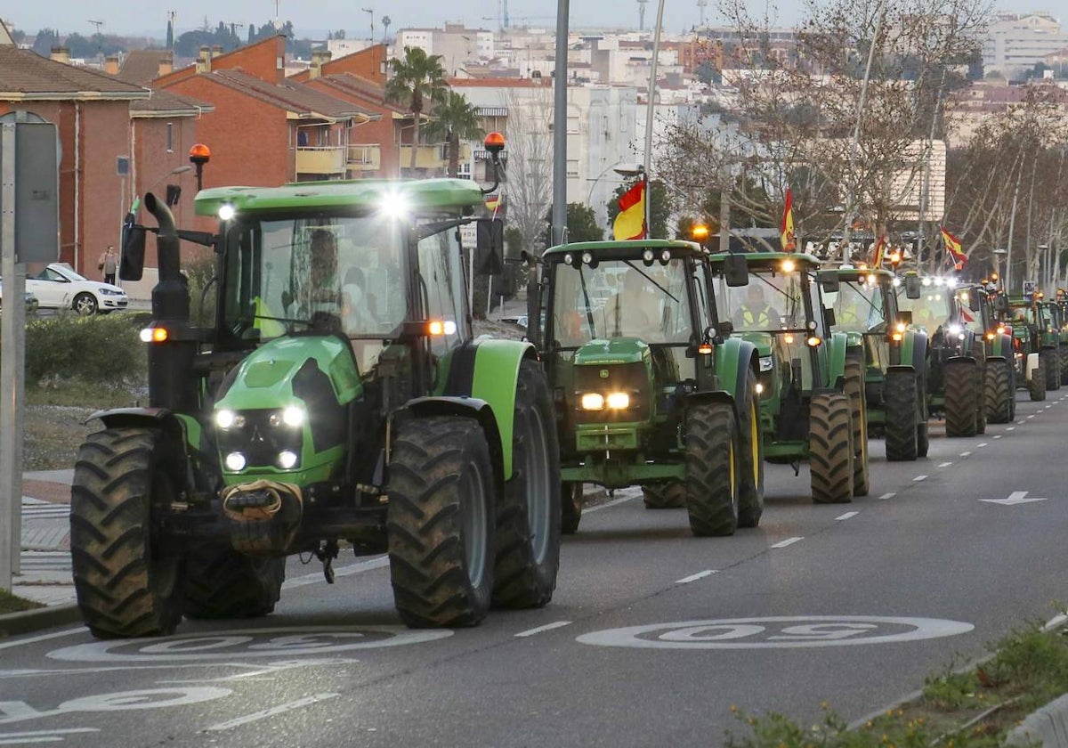 Tractorada en Mérida, el pasado día 6, el primero de las protestas de agricultores y ganaderos.