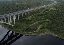 Vista aérea de la nueva zona de captación, incluida en el proyecto, cerca de la autovía A-66.