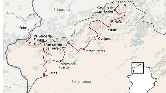 Extremadura prolongará la ruta senderista y ciclista de las aldeas históricas de Portugal