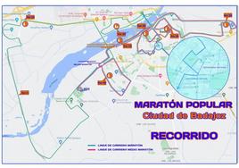 Recorrido del 31 Maratón y del 9 Medio Maratón ‘Ciudad de Badajoz’.