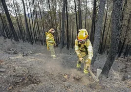 Bomberos forestales del Infoex, el pasado mayo en Las Hurdes.