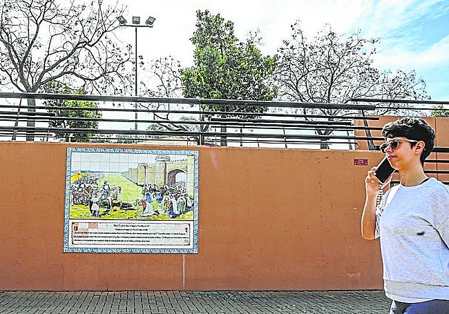 Mural de Alfonso IX en el paseo del río de la margen izquierda.