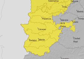 Extremadura tendrá activos los avisos por lluvia y viento.