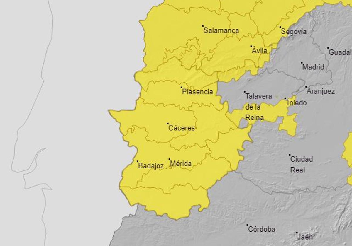 Extremadura tendrá activos los avisos por lluvia y viento.