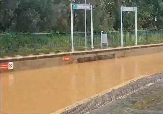 Inundación por el temporal en la línea férrea en la provincia de Ciudad Real.