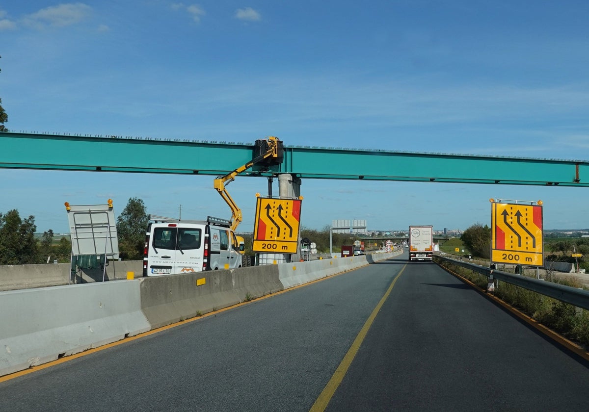 Obras del tren de alta velocidad a la altura de Elvas.