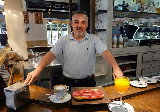 Marco propone un desayuno en La Esquina de Badajoz en mayo de 2022 con jamón.