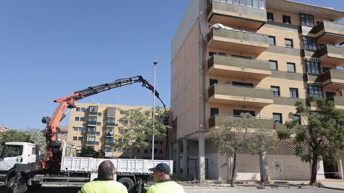 Trabajos de reparación de la fachada.