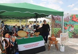 Stand de la asociación de mujeres de Pueblonuevo del Guadiana, que se hizo con el primer premio de cocido este fin de semana en Monesterio