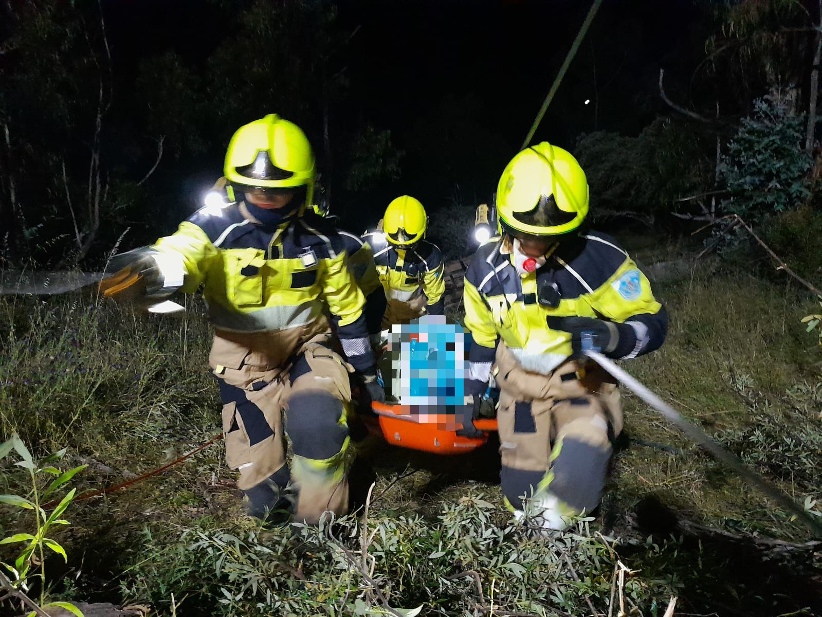 Efectivos de los bomberos durante la intervención en la finca.