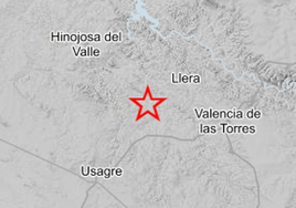 La estrella roja marca el lugar del epicentro del temblor.