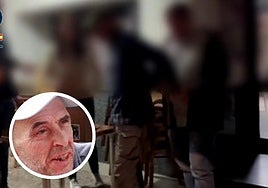 Momento de la detención de 'Dinamita Montilla' en el Bar Benito de Valdebótoa.