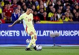 Pedro Porro en el partido ante Colombia disputado el pasado mes de marzo.