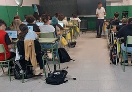 Alumnos de segundo de ESO, durante las pruebas el pasado martes.