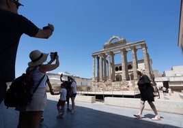 Turistas el pasado fin de semana en Mérida.