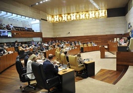 Celebración de un pleno en la Asamblea de Extremadura.