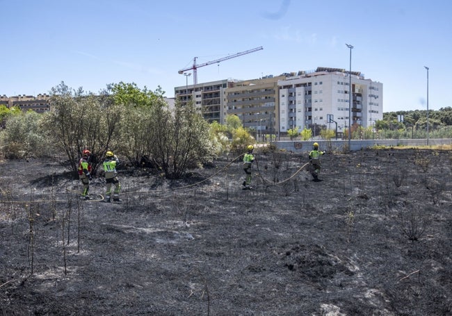 Los bomberos concluyen sus labores de extinción.