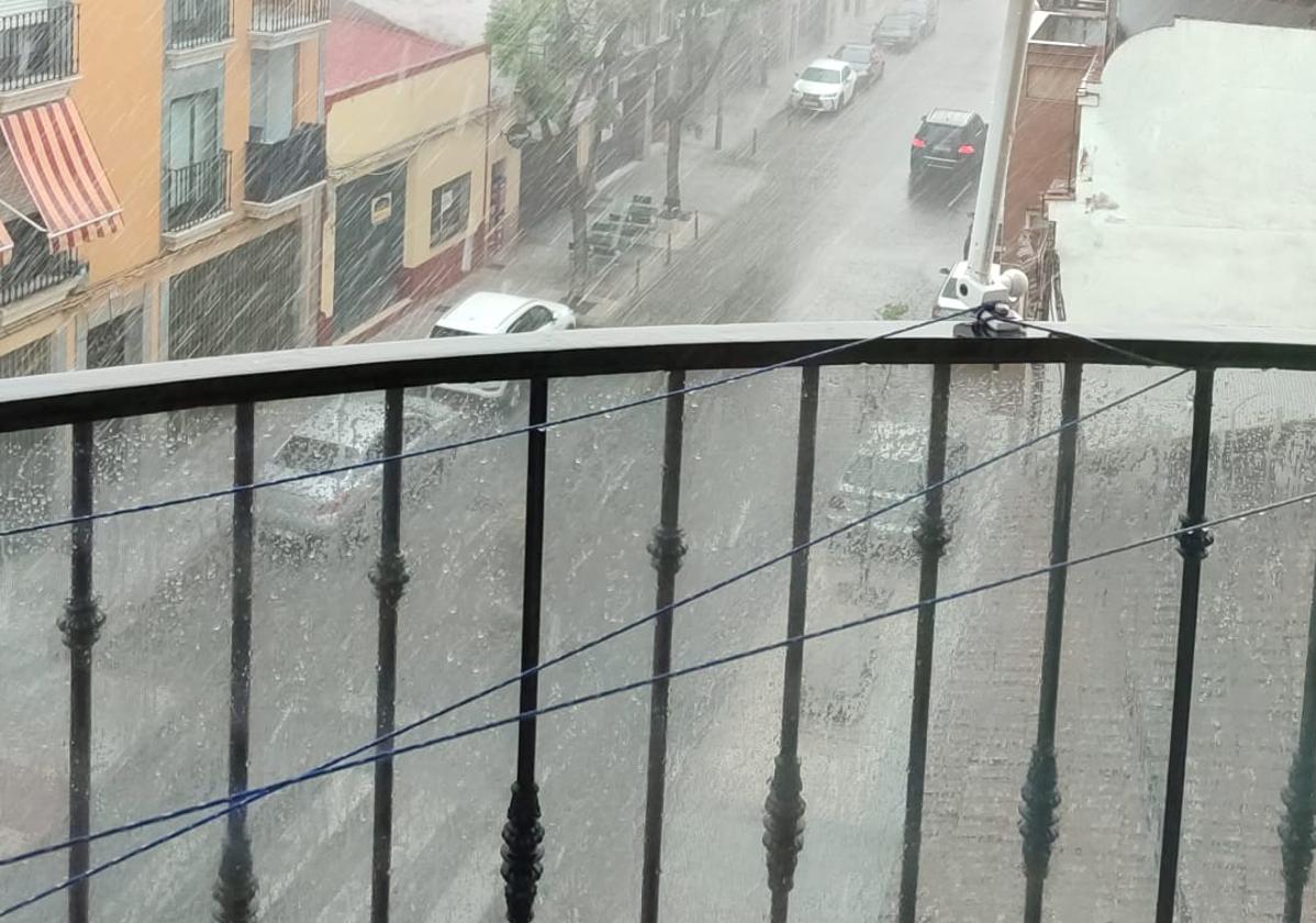 Fuertes lluvias en Villanueva de la Serena.