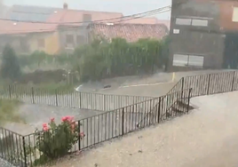 Lluvia y granizo esta mañana en Guijo de Santa Bárbara.