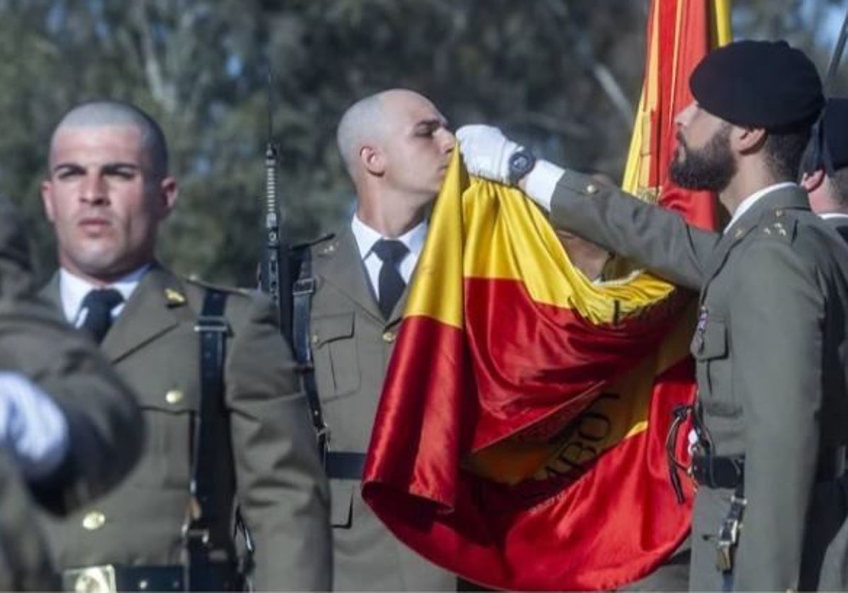 Última jura de bandera en el Cefot de Cáceres el pasado mes de enero.