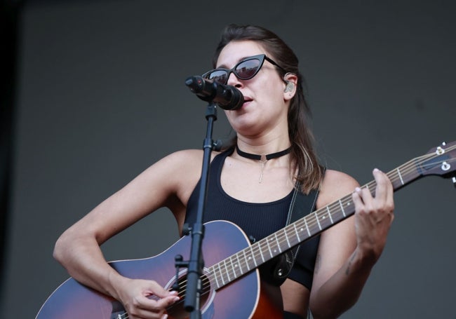 Marta Santos durante la prueba de sonido.