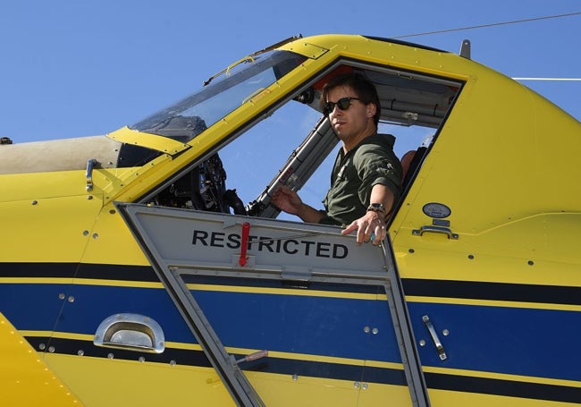 Rafael Morais, primer piloto en despegar y aterrizar en misión efectiva de incendios en la nueva instalación.