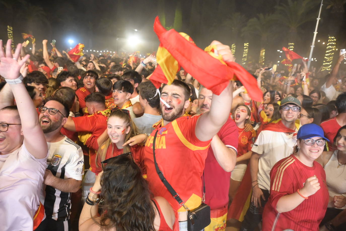 Celebración de la victoria de España en Badajoz