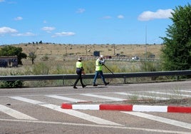 Dos operarios en las inmediaciones de la N-630.