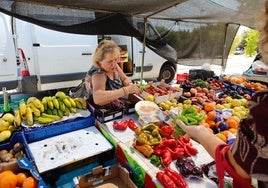 Una comerciante del mercado franco de Cáceres este miércoles.