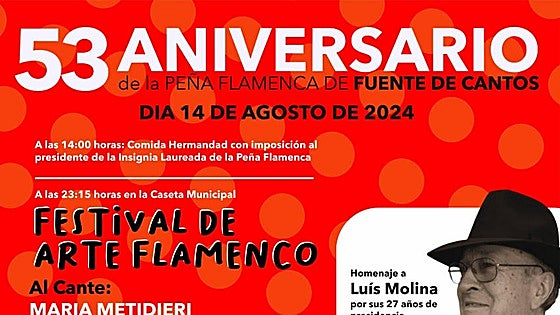 Homenaje a Luis Molina en el 53 aniversario de la Peña Flamenca