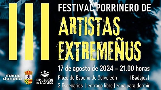 Más de 60 artistas llevarán el talento extremeño al Festival Porrinero de Salvaleón