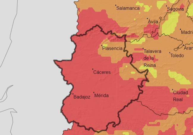 Riesgo de incendios el próximo domingo en Extremadura.