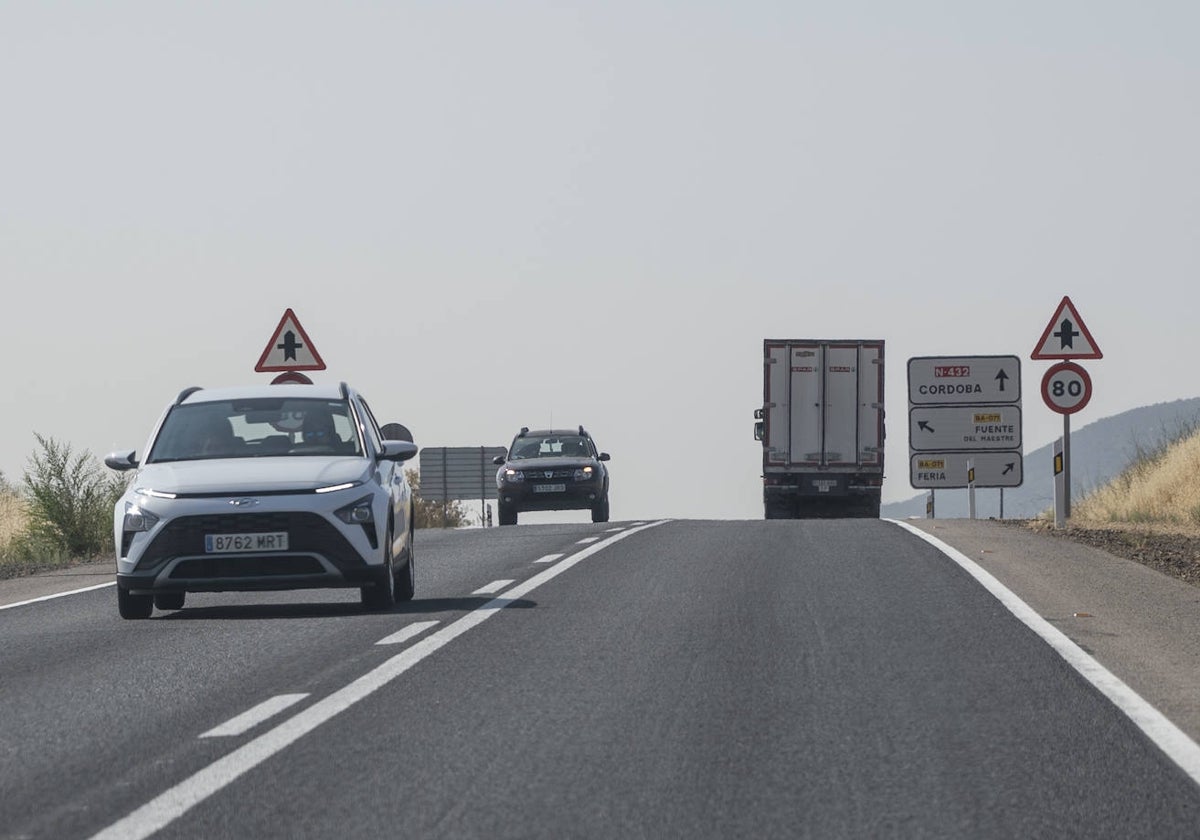 Carretera Nacional N-432 entre Badajoz y Zafra esta semana.