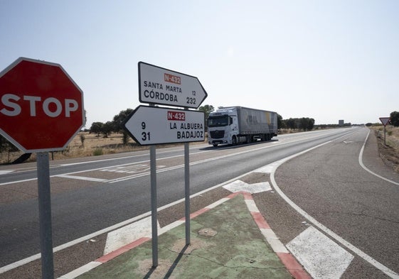 Carretera Nacional N-432 entre Badajoz y Zafra esta semana.