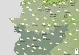 Mapa de precipitaciones para este sábado de 12 a 18 horas.