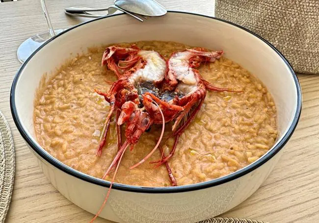 Arroz meloso de gamba roja.