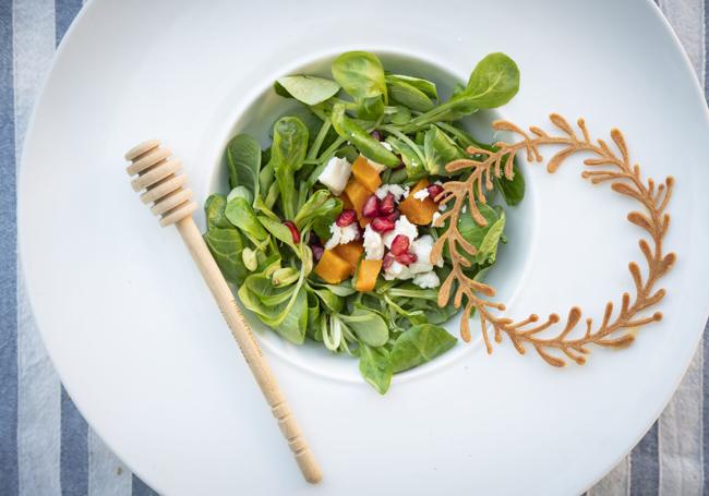 Ensalada de canónigos y calabaza.